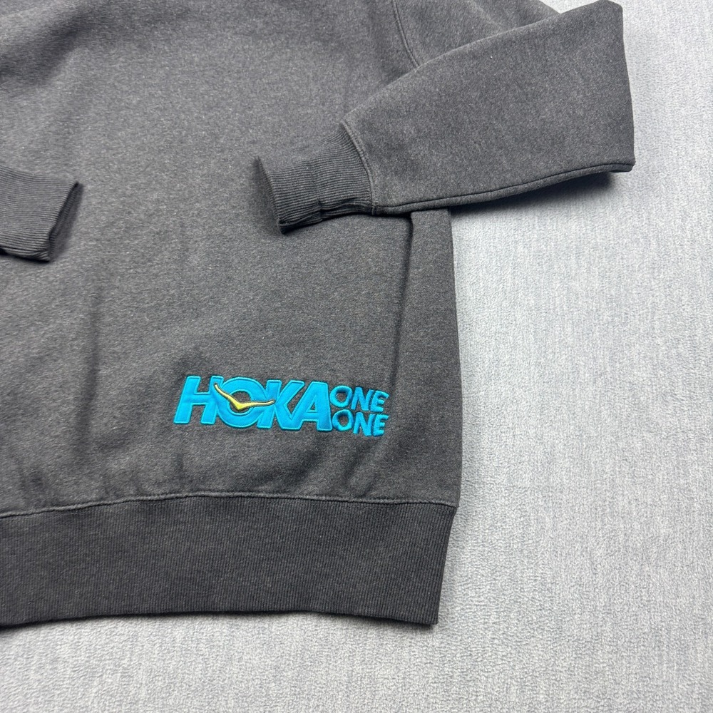 Hoka One One Hoodie Womens Medium Gray Pullover Sweatshirt Fleece Training Gym - Picture 10 of 12